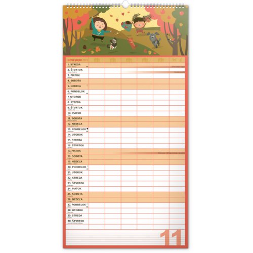 Nástenný kalendár Rodinný plánovací XXL 2023, 33 × 64 cm - obrázek