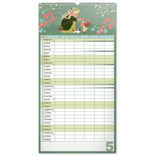 Nástenný kalendár Rodinný plánovací XXL 2023, 33 × 64 cm - obrázek
