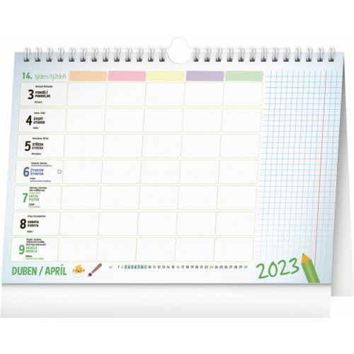 Školní plánovací kalendář s háčkem 2023, 30 × 21 cm - obrázek