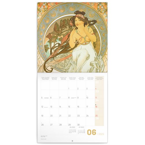 Poznámkový kalendář Alfons Mucha 2023, 30 × 30 cm - obrázek