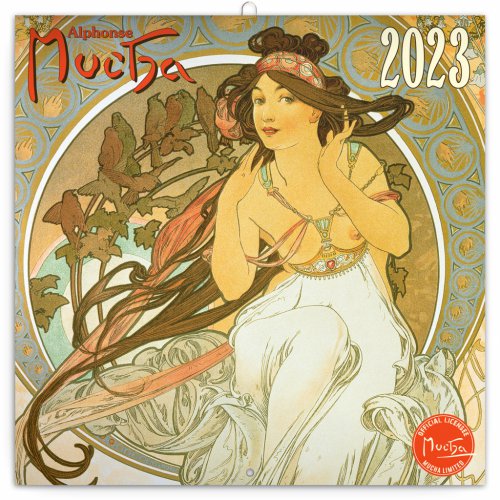 Poznámkový kalendář Alfons Mucha 2023, 30 × 30 cm