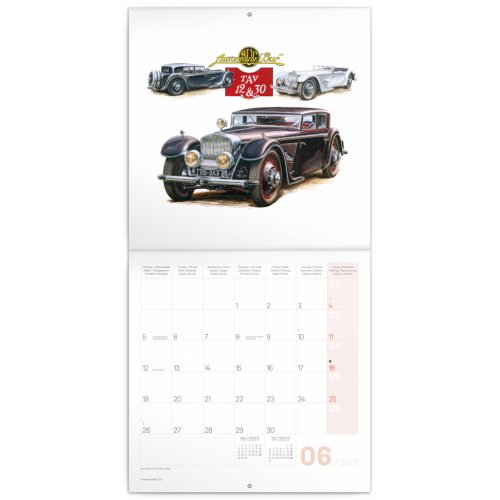 Poznámkový kalendář Classic Cars – Václav Zapadlík, 2023, 30 × 30 cm - obrázek