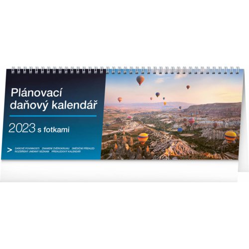 Stolní kalendář Plánovací daňový s fotkami 2023, 33 × 12,5 cm