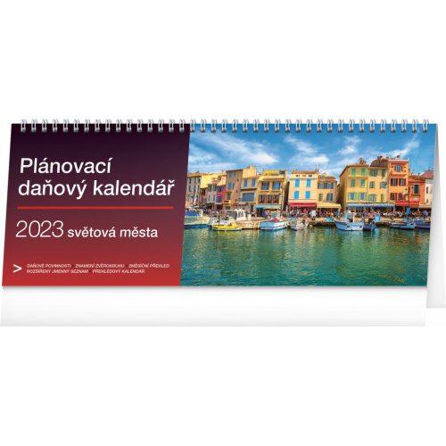 Stolní kalendář Plánovací daňový – Světová města 2023, 33 × 12,5 cm