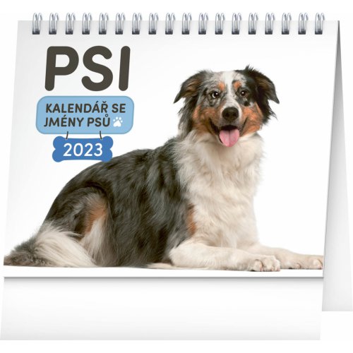 Stolní kalendář Psi – se jmény psů 2023, 16,5 × 13 cm