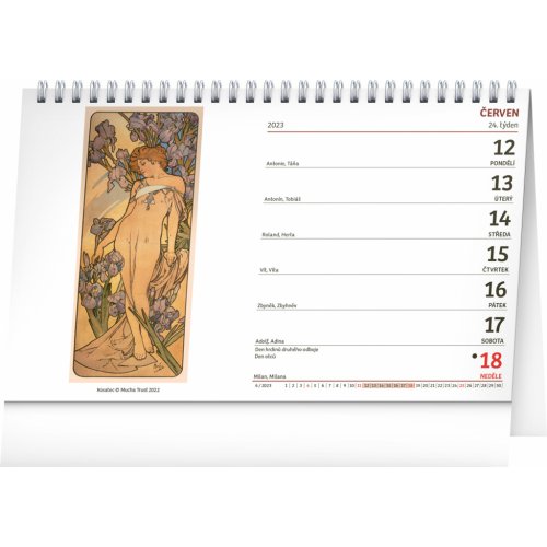 Stolní kalendář Alfons Mucha 2023, 23,1 × 14,5 cm - obrázek