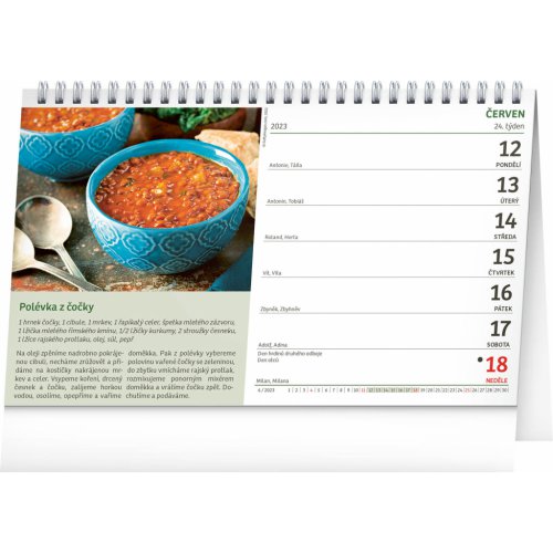 Stolní kalendář Vaříme a pečeme zdravě 2023, 23,1 × 14,5 cm - obrázek
