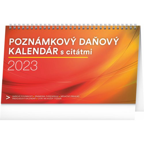 Stolový kalendár Poznámkový daňový s citátmi 2023, 25 × 14,5 cm