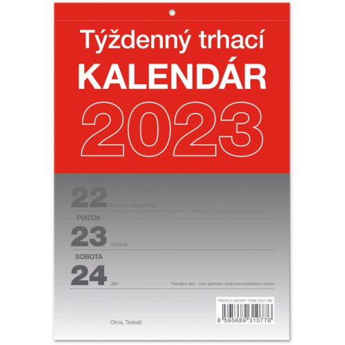 Nástěnný kalendár Trhací týždenný 2023 SK, A5