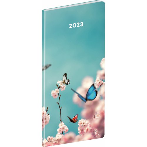 Kapesní diář Motýl 2023, plánovací měsíční, 8 × 18 cm