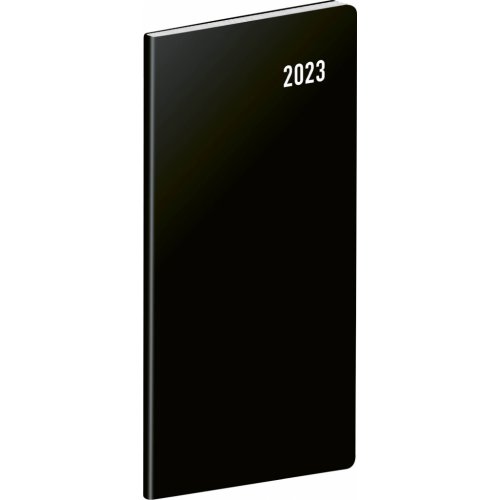 Kapesní diář Černý 2023, plánovací měsíční, 8 × 18 cm