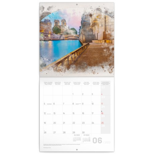 Poznámkový kalendář Paříž 2023, 30 × 30 cm - obrázek
