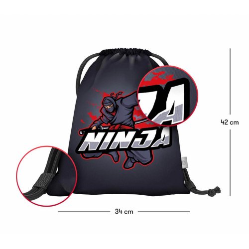 Školní set BAAGL 5 Ergo Ninja: aktovka, penál, sáček, desky, box - obrázek