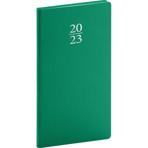 Kapesní diář Capys 2023, zelený, 9 × 15,5 cm