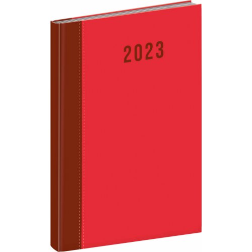Týdenní diář Cambio 2023, červený, 15 × 21 cm