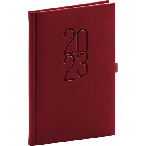 Týdenní diář Vivella Classic 2023, vínový, 15 × 21 cm