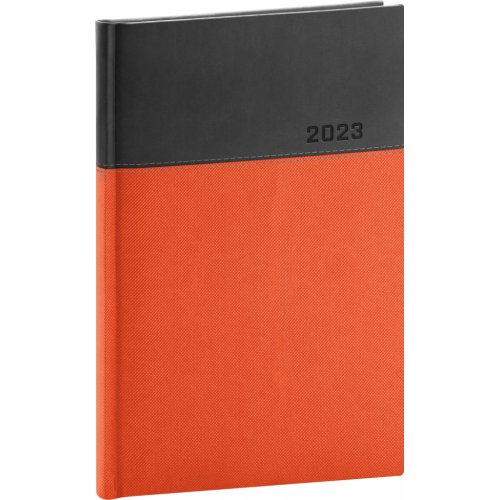 Týdenní diář Dado 2023, oranžovočerný, 15 × 21 cm