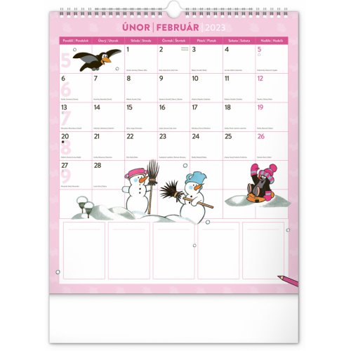 Nástěnný rodinný plánovací kalendář Krtek 2023, 30 × 34 cm - obrázek