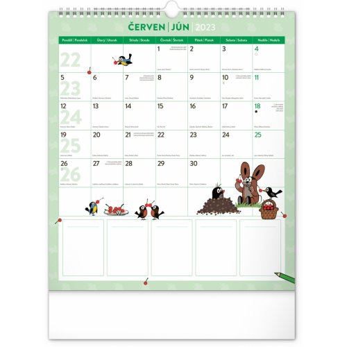 Nástěnný rodinný plánovací kalendář Krtek 2023, 30 × 34 cm - obrázek