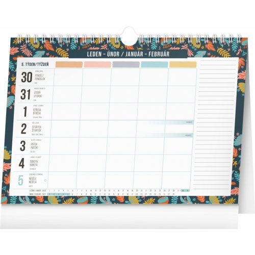 Týdenní plánovací kalendář Květy s háčkem 2023, 30 × 21 cm - obrázek