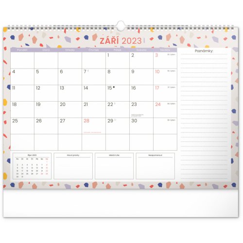 Nástěnný plánovací kalendář Terazzo 2023, 48 × 33 cm - obrázek