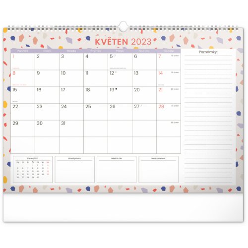 Nástěnný plánovací kalendář Terazzo 2023, 48 × 33 cm - obrázek