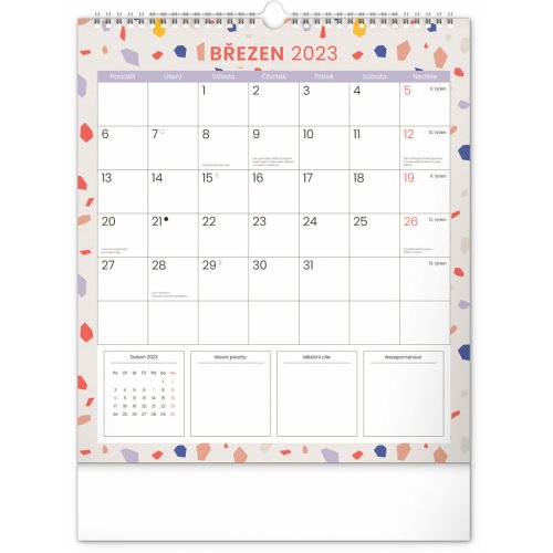 Nástěnný plánovací kalendář Terazzo 2023, 30 × 34 cm - obrázek