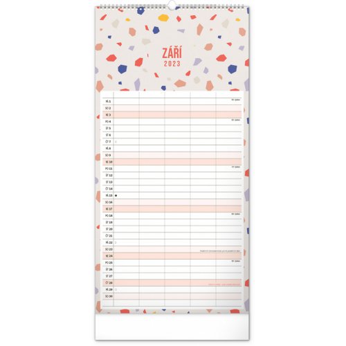 Nástěnný plánovací kalendář Terazzo 2023, 21 × 42 cm - obrázek