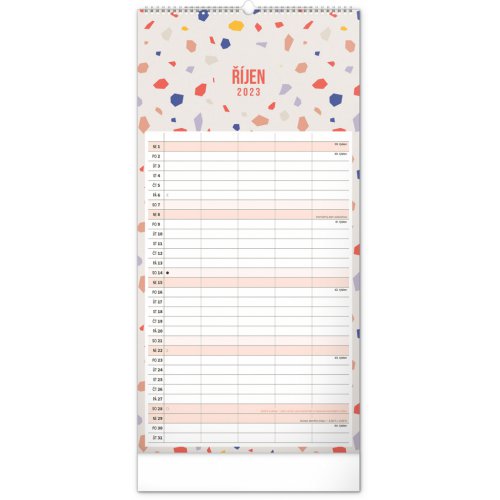 Nástěnný plánovací kalendář Terazzo 2023, 21 × 42 cm - obrázek