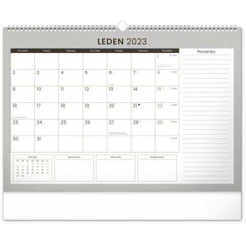 Nástěnný plánovací kalendář Černý 2023, 48 × 33 cm - obrázek