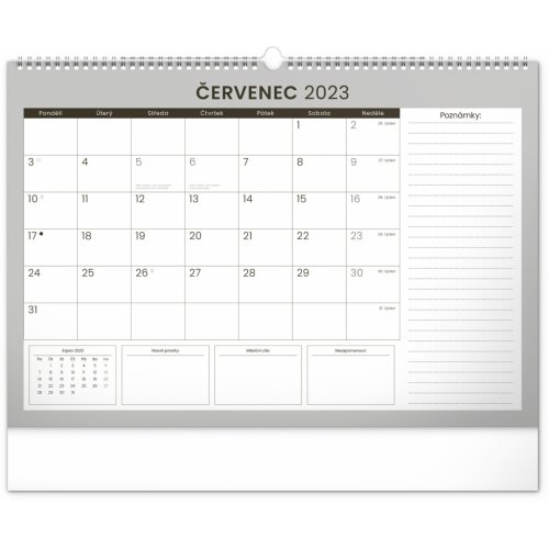Nástěnný plánovací kalendář Černý 2023, 48 × 33 cm - obrázek