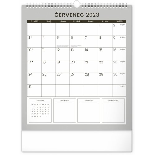 Nástěnný plánovací kalendář Černý 2023, 30 × 34 cm - obrázek