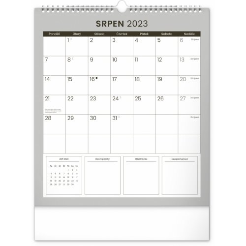 Nástěnný plánovací kalendář Černý 2023, 30 × 34 cm - obrázek