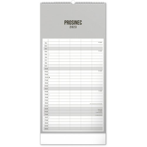 Nástěnný plánovací kalendář Černý 2023, 21 × 42 cm - obrázek