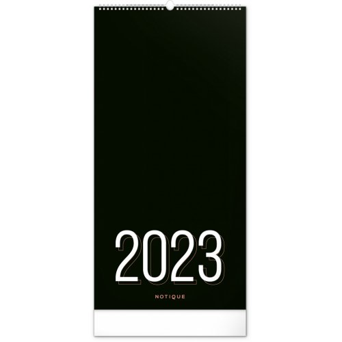 Nástěnný plánovací kalendář Černý 2023, 21 × 42 cm