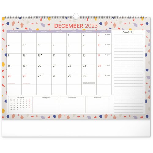 Nástenný plánovací kalendár Terazzo 2023, 48 × 33 cm SK - obrázek