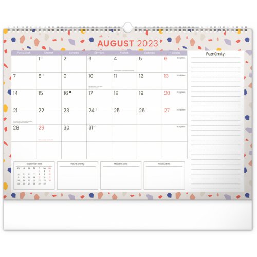 Nástenný plánovací kalendár Terazzo 2023, 48 × 33 cm SK - obrázek