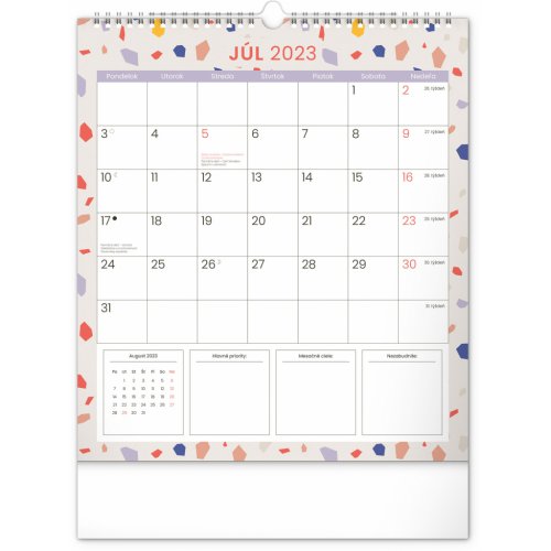 Nástenný plánovací kalendár Terazzo 2023, 30 × 34 cm SK - obrázek