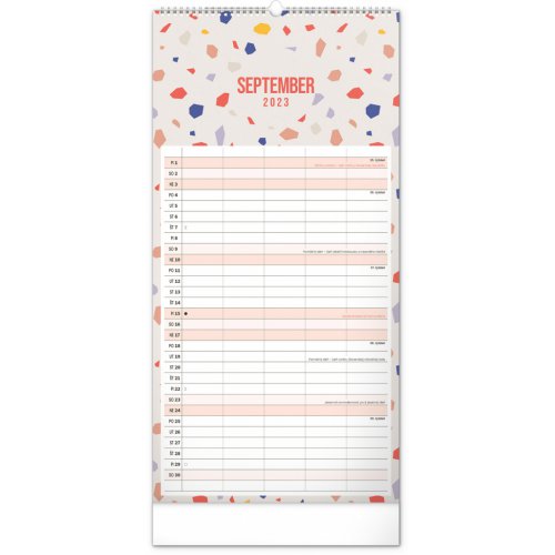 Nástenný plánovací kalendár Terazzo 2023, 21 × 42 cm SK - obrázek