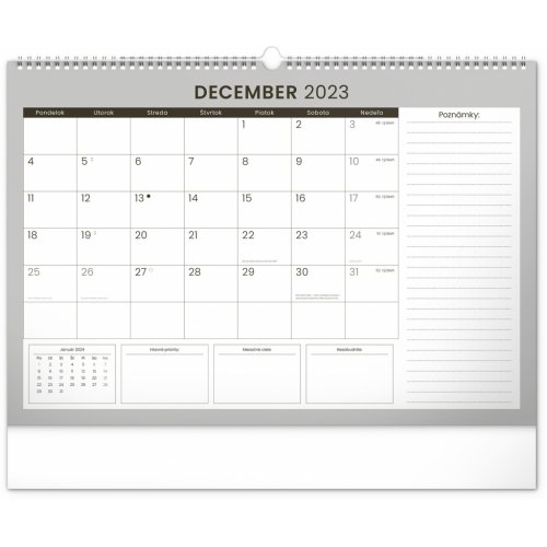 Nástenný plánovací kalendár Čierny 2023, 48 × 33 cm SK - obrázek