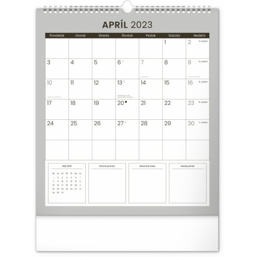 Nástenný plánovací kalendár Čierny 2023, 30 × 34 cm SK - obrázek