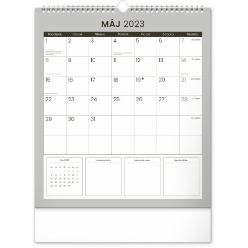 Nástenný plánovací kalendár Čierny 2023, 30 × 34 cm SK - obrázek