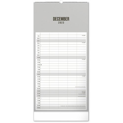 Nástenný plánovací kalendár Čierny 2023, 21 × 42 cm SK - obrázek