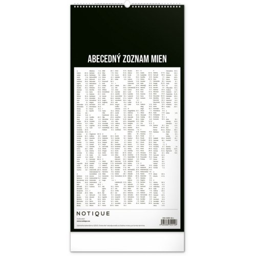 Nástenný plánovací kalendár Čierny 2023, 21 × 42 cm SK - obrázek