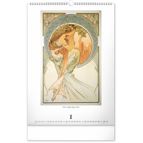 Nástěnný kalendář Alfons Mucha 2023, 33 × 46 cm - obrázek