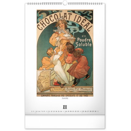 Nástěnný kalendář Alfons Mucha 2023, 33 × 46 cm - obrázek