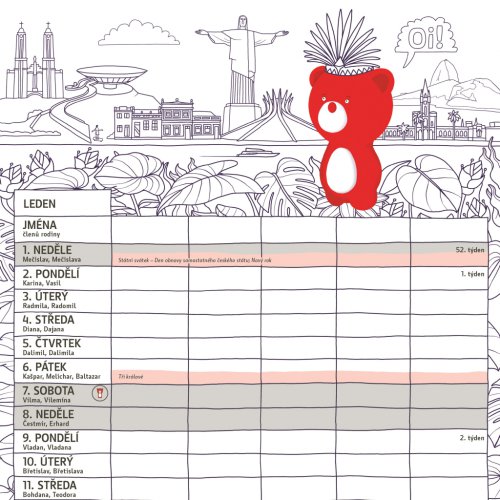 Rodinný plánovací kalendář TERIBEAR 2023, 30 × 30 cm - obrázek