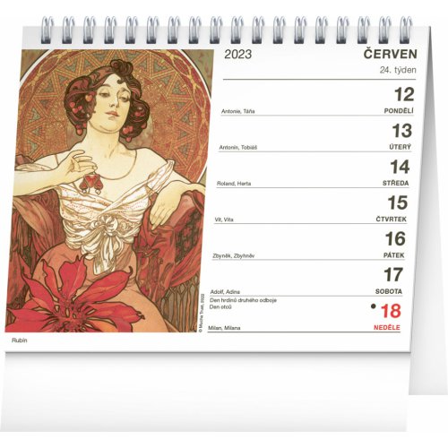 Stolní kalendář Alfons Mucha 2023, 16,5 × 13 cm - obrázek
