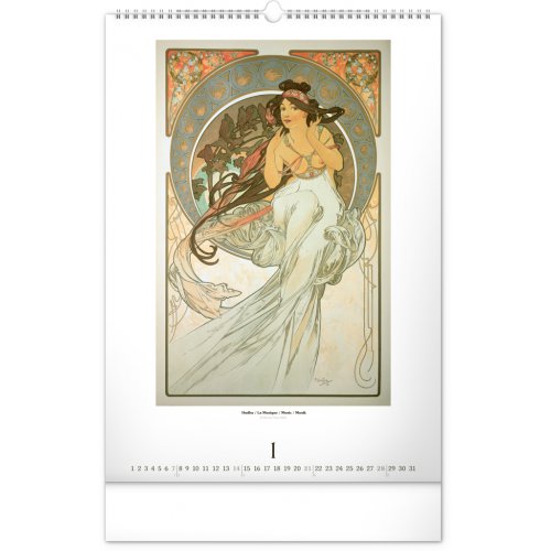 Nástěnný kalendář ALFONS MUCHA 2024, 33 × 46 cm - obrázek