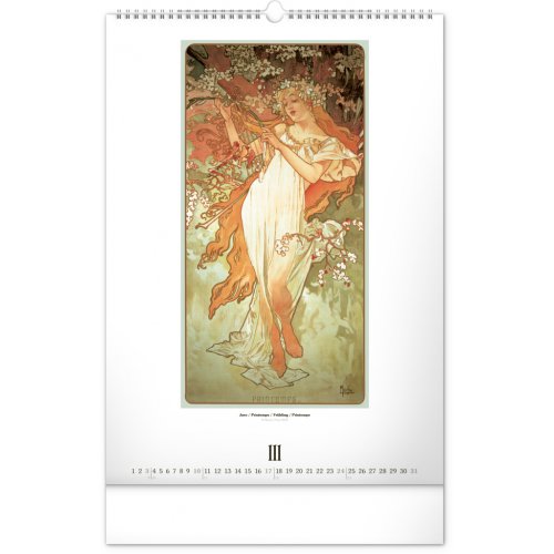 Nástěnný kalendář ALFONS MUCHA 2024, 33 × 46 cm - obrázek